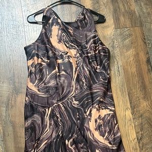 Dark brown and beige silky dress